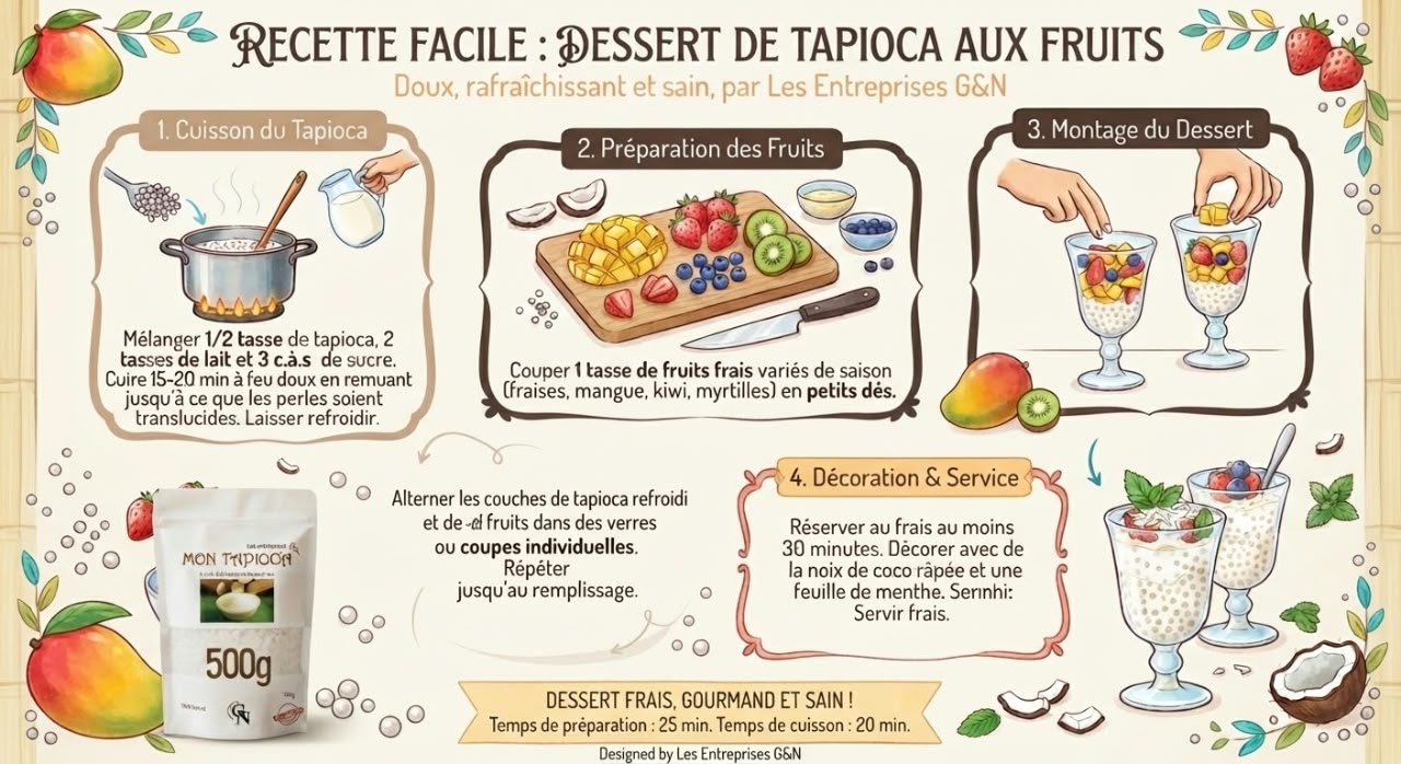 Fiche recette : Dessert de tapioca aux fruits