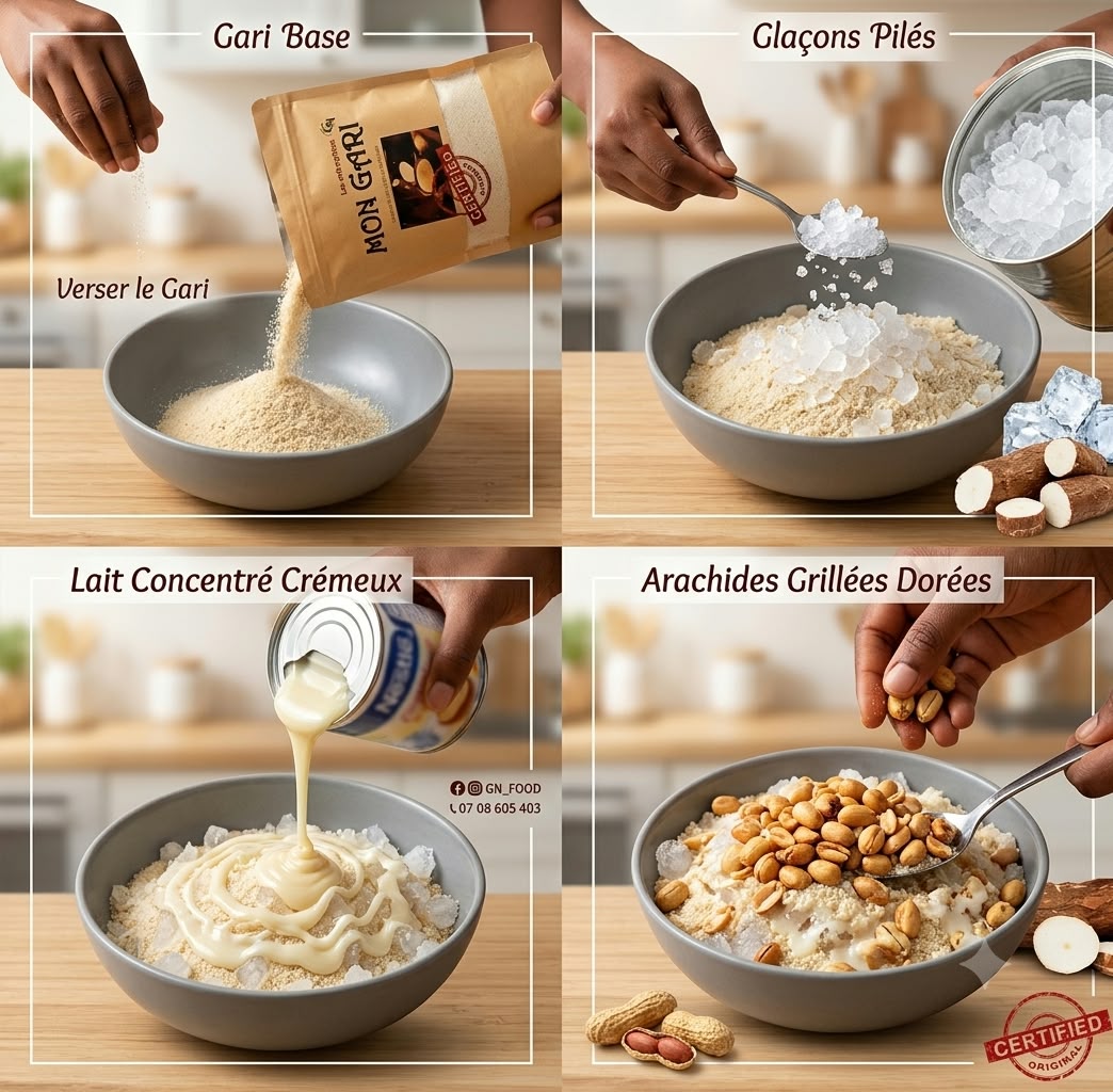 Fiche recette : Gari trempé glacé aux arachides
